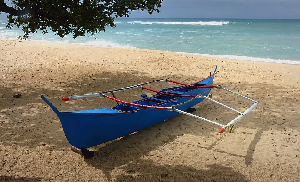 Filipijnen visboot op het strand