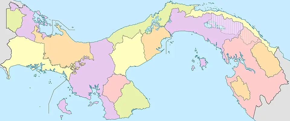 Panama, kaart met provincies van Panama