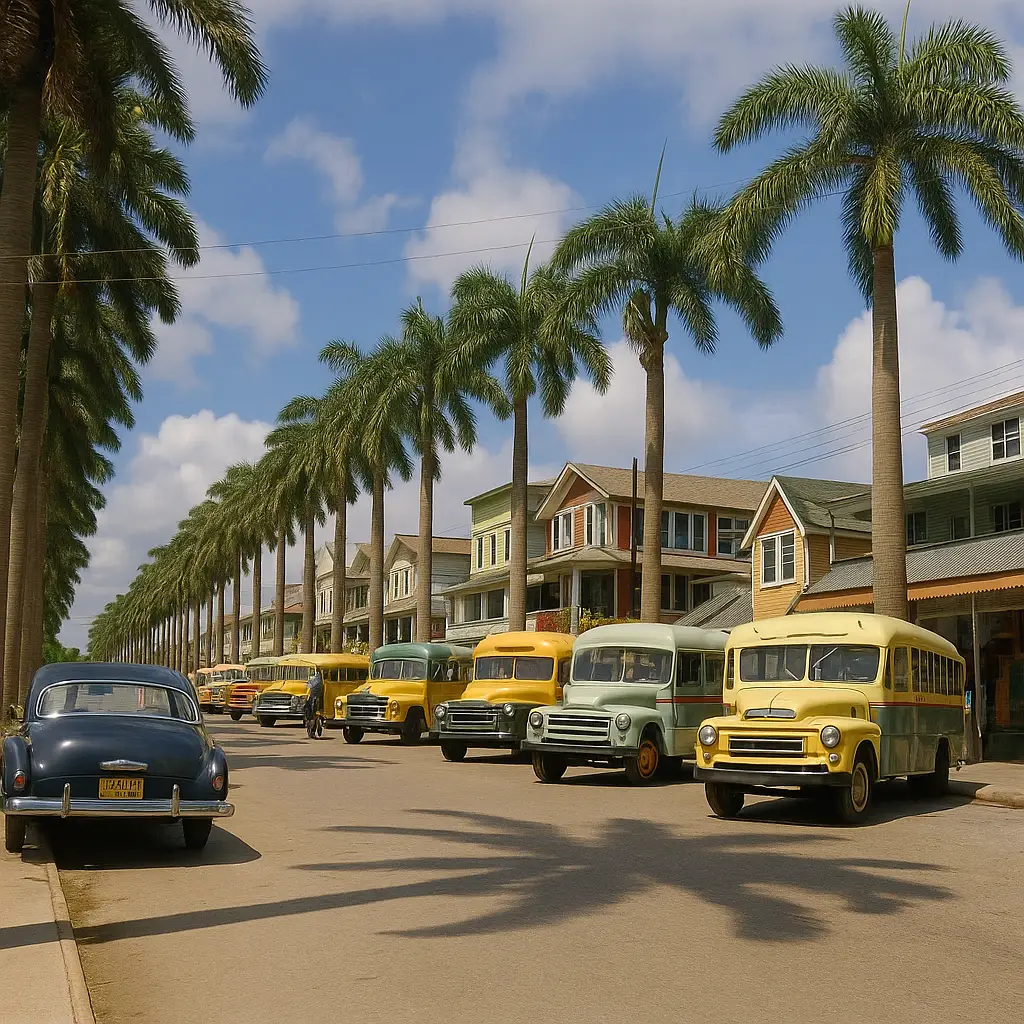 Suriname Jodenbreestraat Paramaribo 1 oktober 1955 ingekleurd